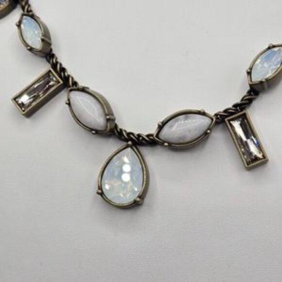Silpada Natural Moonstone & Swarovski Crystal Necklace Antiqued Brass - Picture 3 of 7